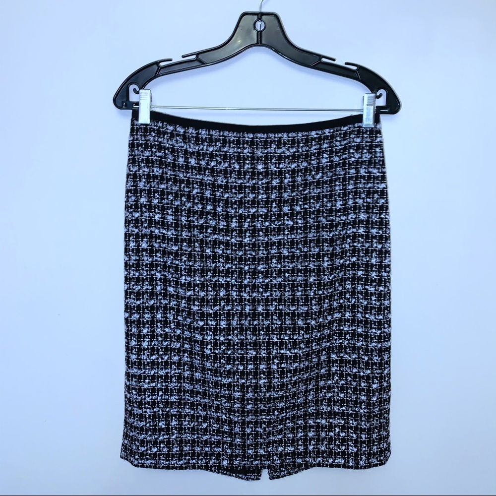 Talbots Petites Black and White Tweed Pencil Skirt